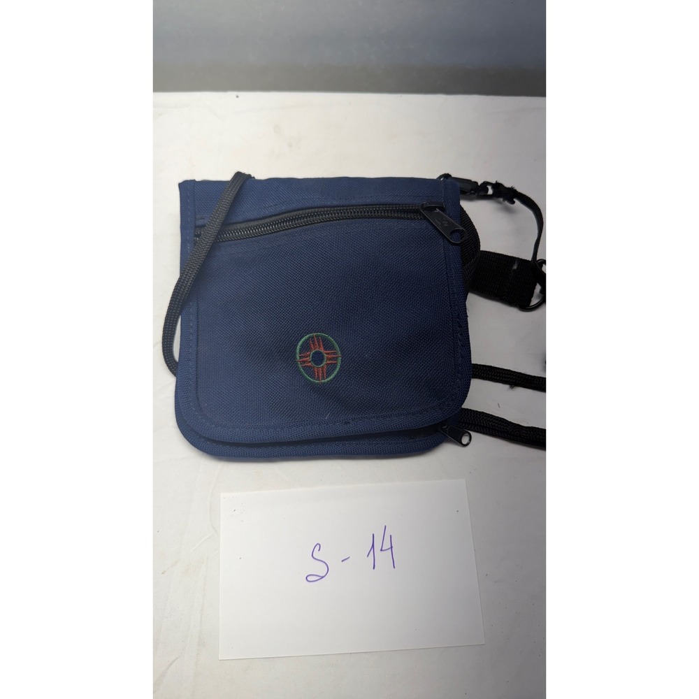Jansport Navy Blue Canvas Travel Neck Wallet Zia Sun Symbol S-14